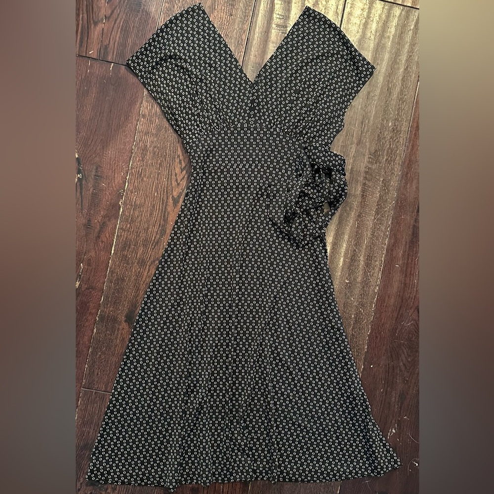 XS silk and cotton wrap stiyle midi dress